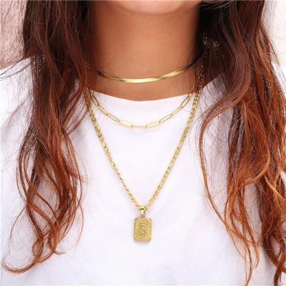 Gold Layered Necklace Set 3 PCS for Women Girls Dainty Trendy Paperclip - Picture 3 of 7